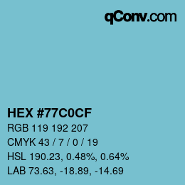 Color code: HEX #77C0CF | qconv.com