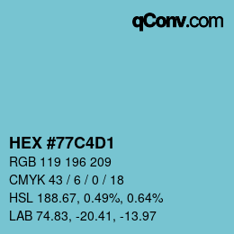 Código de color: HEX #77C4D1 | qconv.com