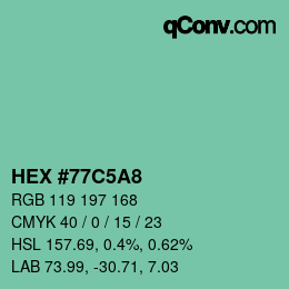 Color code: HEX #77C5A8 | qconv.com