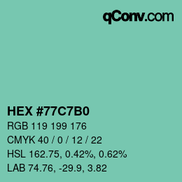 Color code: HEX #77C7B0 | qconv.com
