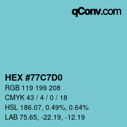 Código de color: HEX #77C7D0 | qconv.com