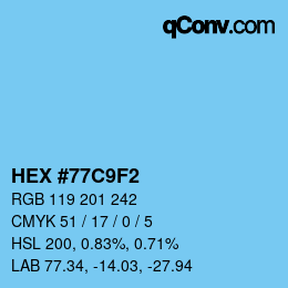 Color code: HEX #77C9F2 | qconv.com