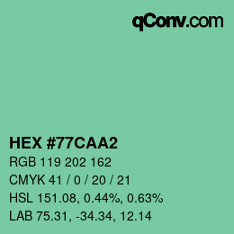 颜色代码: HEX #77CAA2 | qconv.com