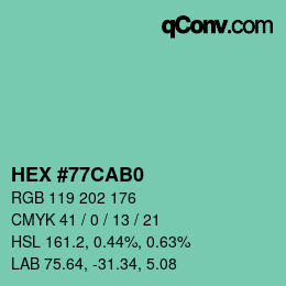 Color code: HEX #77CAB0 | qconv.com