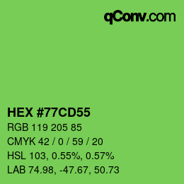 Color code: HEX #77CD55 | qconv.com