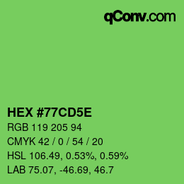 Color code: HEX #77CD5E | qconv.com