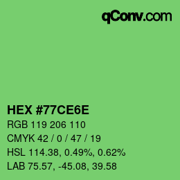 颜色代码: HEX #77CE6E | qconv.com
