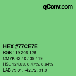 Color code: HEX #77CE7E | qconv.com
