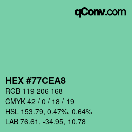 Color code: HEX #77CEA8 | qconv.com