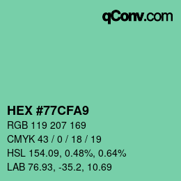 颜色代码: HEX #77CFA9 | qconv.com
