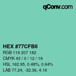 颜色代码: HEX #77CFB6 | qconv.com