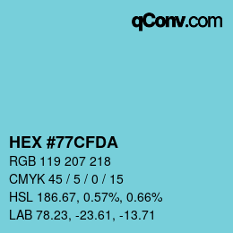 Color code: HEX #77CFDA | qconv.com