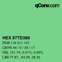 Color code: HEX #77D389 | qconv.com