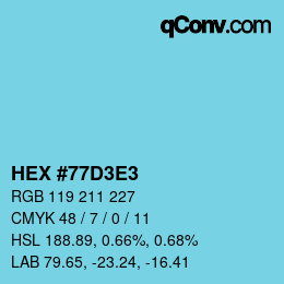 Color code: HEX #77D3E3 | qconv.com