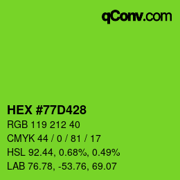 Color code: HEX #77D428 | qconv.com