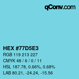 Color code: HEX #77D5E3 | qconv.com