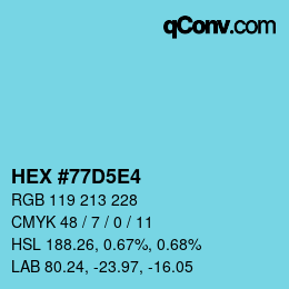 Color code: HEX #77D5E4 | qconv.com