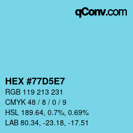 Código de color: HEX #77D5E7 | qconv.com