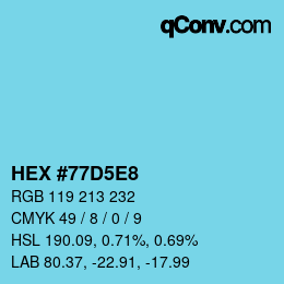 Color code: HEX #77D5E8 | qconv.com