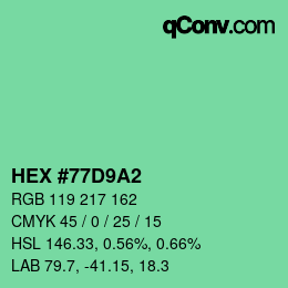 Color code: HEX #77D9A2 | qconv.com