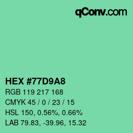 カラーコード: HEX #77D9A8 | qconv.com