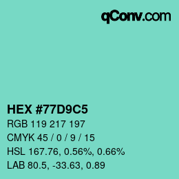 Color code: HEX #77D9C5 | qconv.com