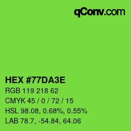 カラーコード: HEX #77DA3E | qconv.com