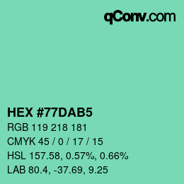 颜色代码: HEX #77DAB5 | qconv.com