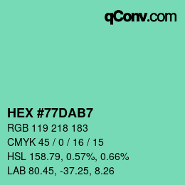颜色代码: HEX #77DAB7 | qconv.com