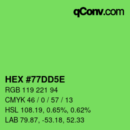 カラーコード: HEX #77DD5E | qconv.com
