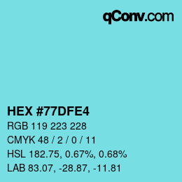 Color code: HEX #77DFE4 | qconv.com