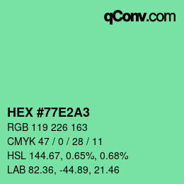 Color code: HEX #77E2A3 | qconv.com
