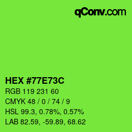 Farbcode: HEX #77E73C | qconv.com