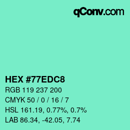 Color code: HEX #77EDC8 | qconv.com