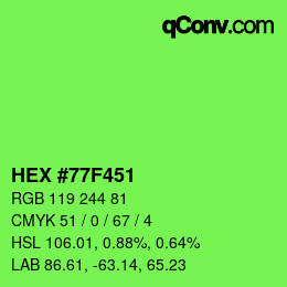 Color code: HEX #77F451 | qconv.com