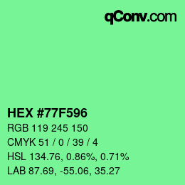Color code: HEX #77F596 | qconv.com