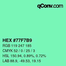Color code: HEX #77F7B9 | qconv.com