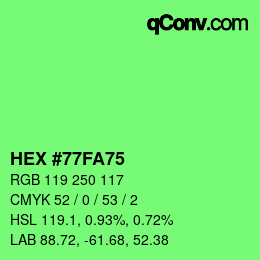 Color code: HEX #77FA75 | qconv.com