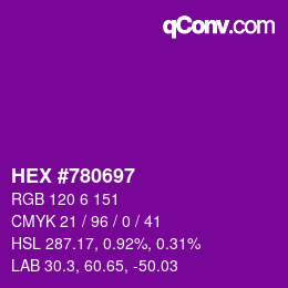 颜色代码: HEX #780697 | qconv.com