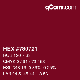 颜色代码: HEX #780721 | qconv.com