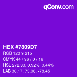 颜色代码: HEX #7809D7 | qconv.com