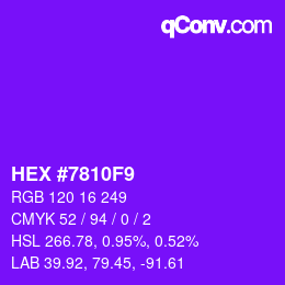 Color code: HEX #7810F9 | qconv.com