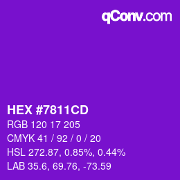 Farbcode: HEX #7811CD | qconv.com