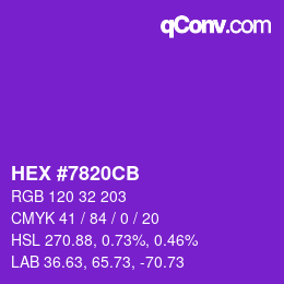 Color code: HEX #7820CB | qconv.com