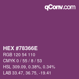 Color code: HEX #78366E | qconv.com