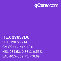 颜色代码: HEX #7837D6 | qconv.com