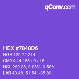 Color code: HEX #7848D6 | qconv.com