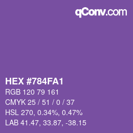 Code couleur: HEX #784FA1 | qconv.com