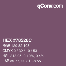 Color code: HEX #78526C | qconv.com