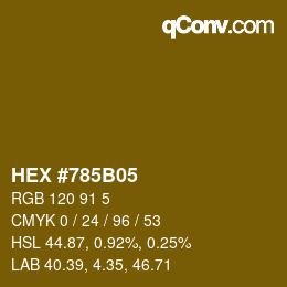 カラーコード: HEX #785B05 | qconv.com